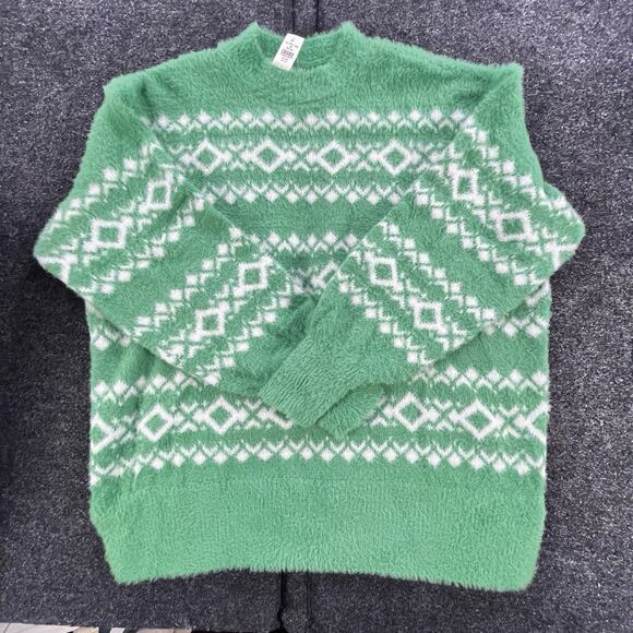 Aerie Sweater Womens oversized XXS Fair Isle Kelly Green St Patricks Day - Picture 1 of 8
